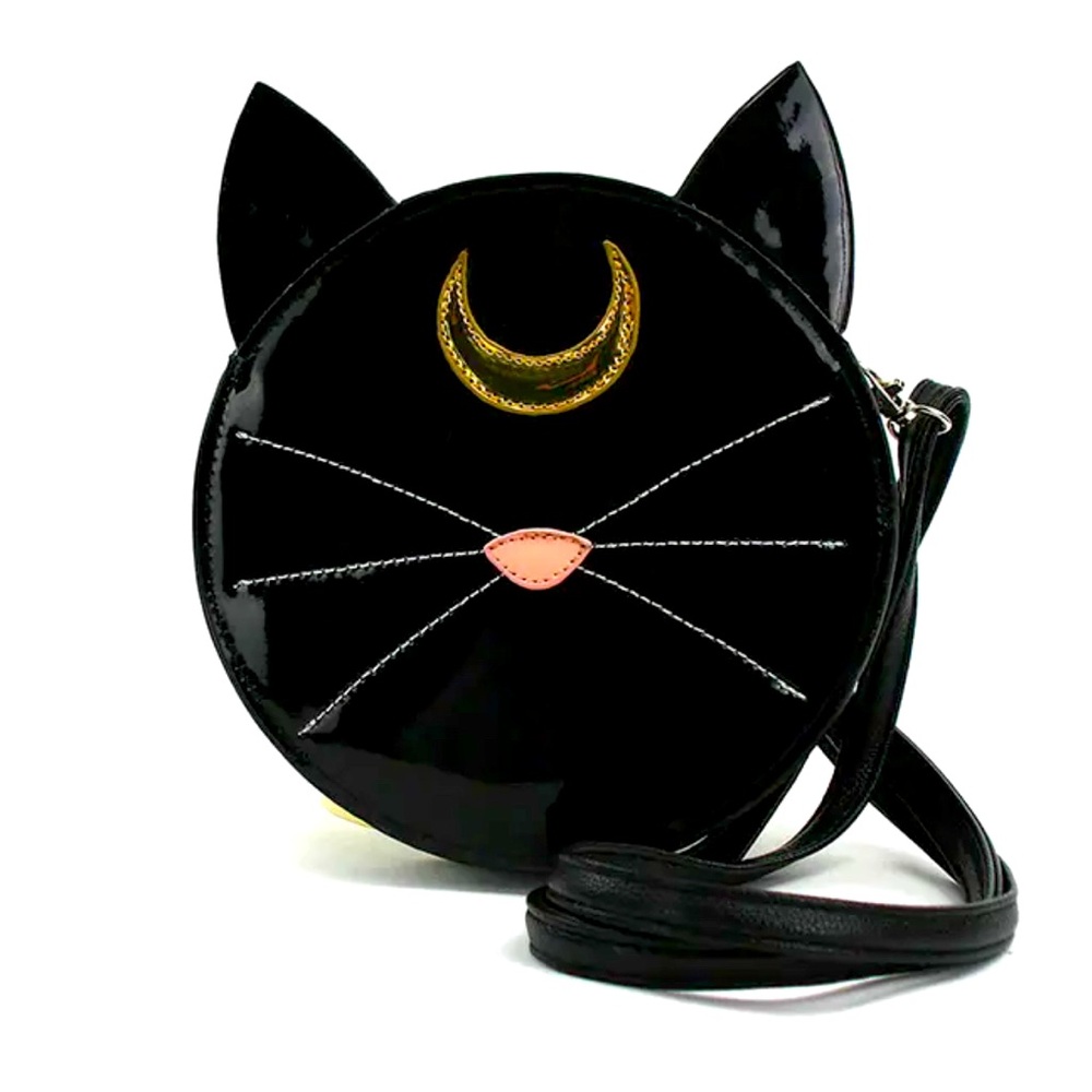 Mystical Black Cat Face Crossbody Bag